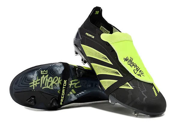 Adidas Predator Black and Neon Green Firm-Ground Soccer Shoes 3