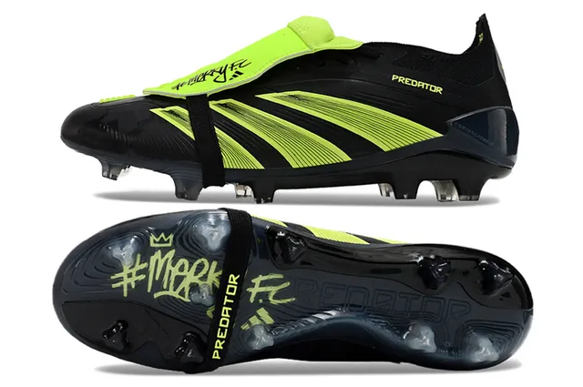 Adidas Predator Black and Neon Green Firm-Ground Soccer Shoes 5