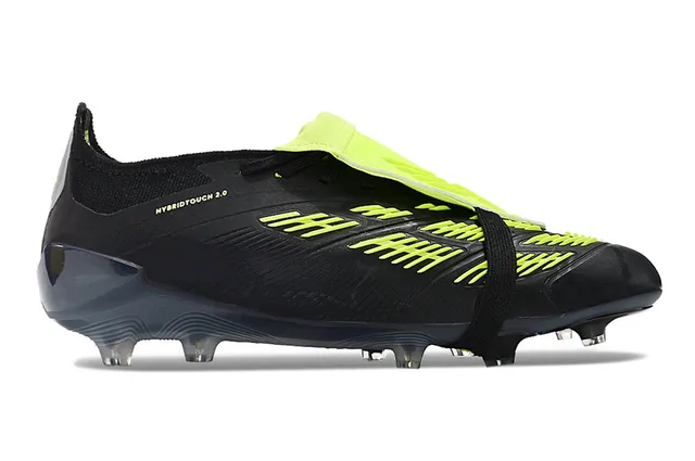 Adidas Predator Black and Neon Green Firm-Ground Soccer Shoes 7