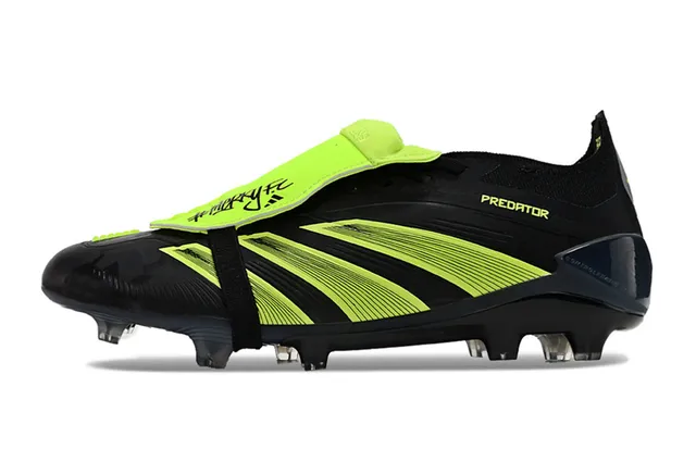 Adidas Predator Black and Neon Green Firm-Ground Soccer Shoes 8