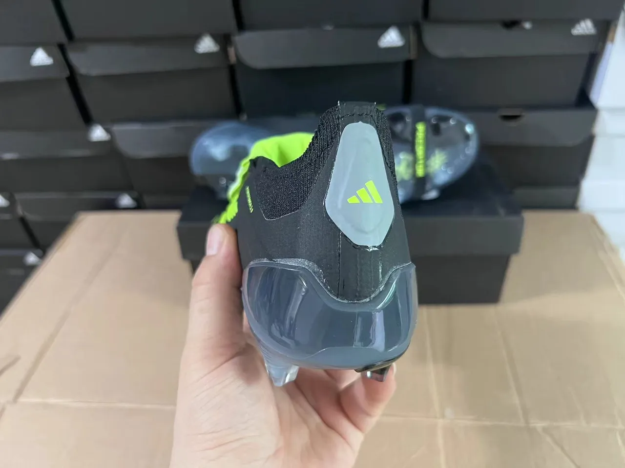 Adidas Predator Black and Neon Green Firm-Ground Soccer Shoes 10