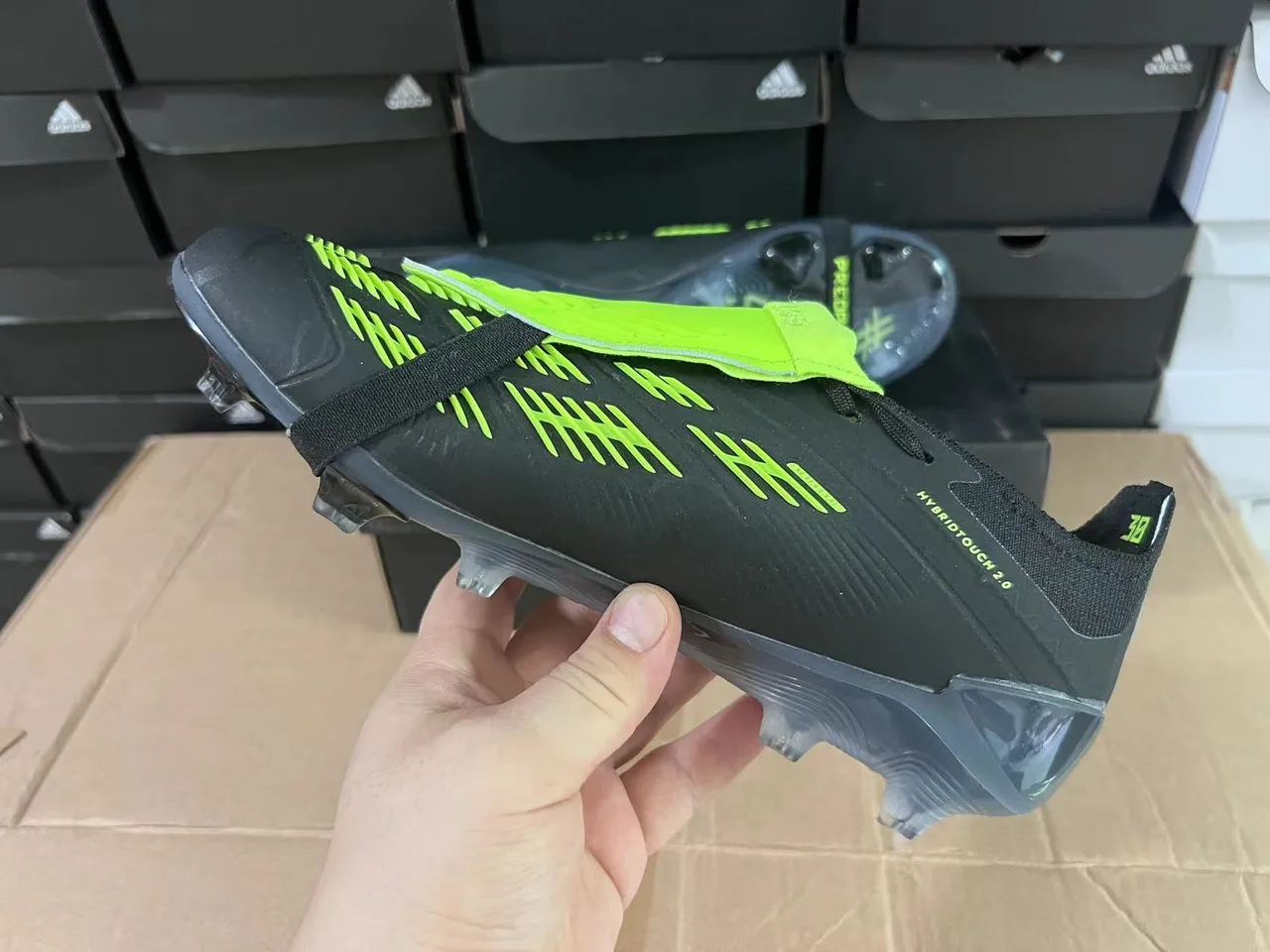 Adidas Predator Black and Neon Green Firm-Ground Soccer Shoes 12
