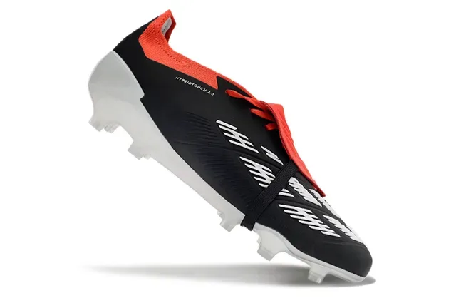 Adidas Predator Black Orange Asymétrique à Lacets Panel Latéral à Trois Rayures Chaussures de Football pour Terrain Firme 2