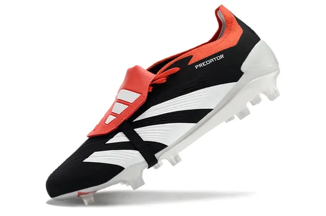 Adidas Predator Black Orange Asymétrique à Lacets Panel Latéral à Trois Rayures Chaussures de Football pour Terrain Firme 3