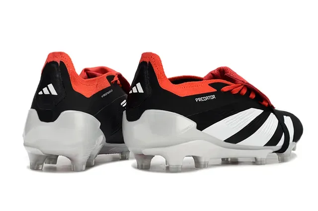 Adidas Predator Black Orange Asymétrique à Lacets Panel Latéral à Trois Rayures Chaussures de Football pour Terrain Firme 5