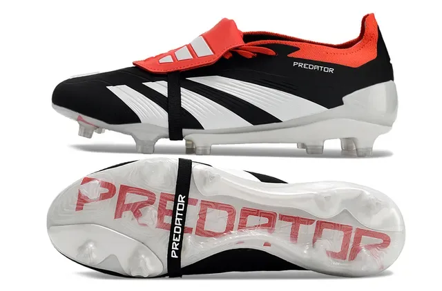 Adidas Predator Black Orange Asymétrique à Lacets Panel Latéral à Trois Rayures Chaussures de Football pour Terrain Firme 6