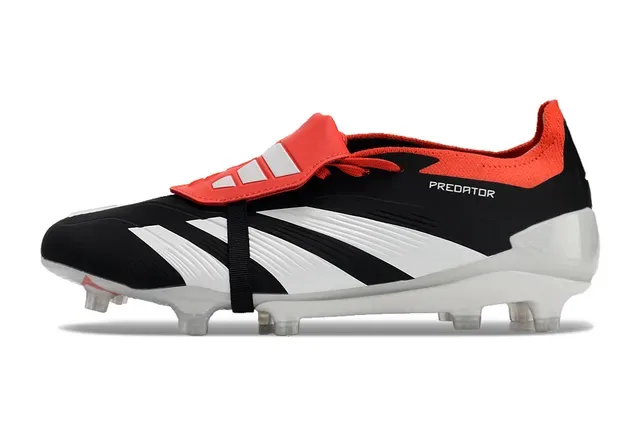 Adidas Predator Black Orange Asymétrique à Lacets Panel Latéral à Trois Rayures Chaussures de Football pour Terrain Firme 7