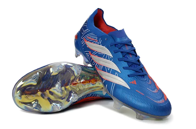 Adidas Predator Blue Silver Low-Cut Synthetic Upper Iridescent Translucent Sole Firm-Ground Soccer Shoes 4