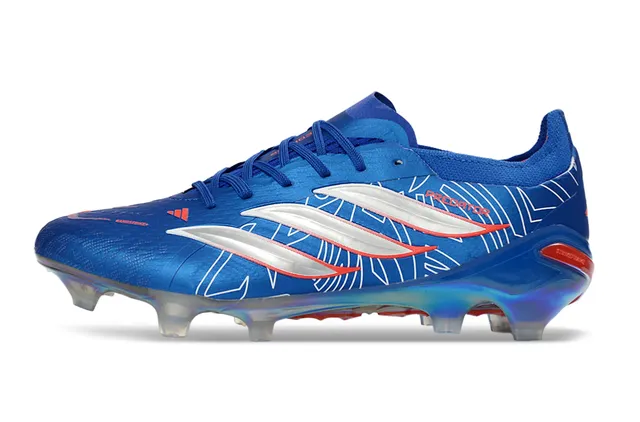 Adidas Predator Blue Silver Low-Cut Synthetic Upper Iridescent Translucent Sole Firm-Ground Soccer Shoes 7