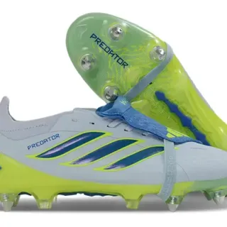 Adidas Predator Gray Green Asymmetrical Lace Cover Molded Studs Firm-Ground Soccer Shoes