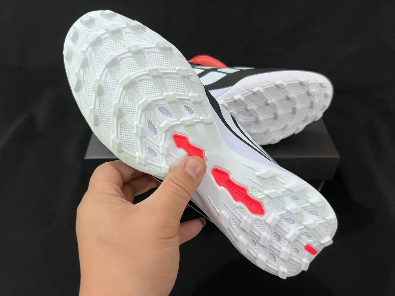 Adidas Predator Laceless Slip-On Black Silver Red Artificial-Grass Soccer Shoes 2
