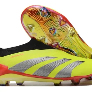 Adidas Predator Neon Yellow Silver Iridescent Firm-Ground Soccer Shoes