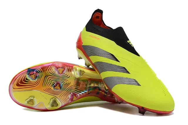 Adidas Predator Neon Yellow Silver Iridescent Chaussures de football pour terrain ferme 3