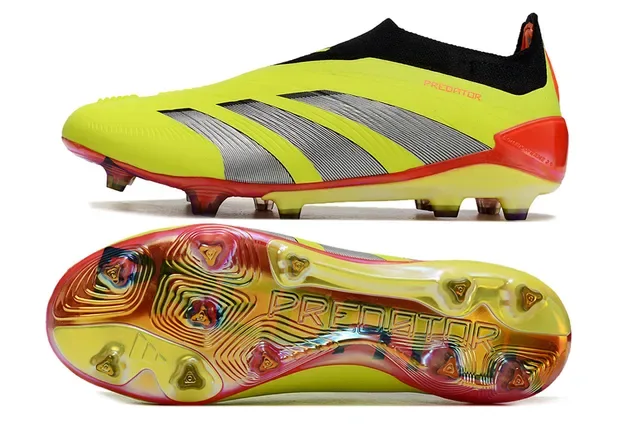 Adidas Predator Neon Yellow Silver Iridescent Chaussures de football pour terrain ferme 5