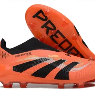 Adidas Predator नारंगी काला लो-कट सॉक-फिट कॉलर रिब्ड फोरफुट टेक्सचर फर्म-ग्राउंड फुटबॉल जूते