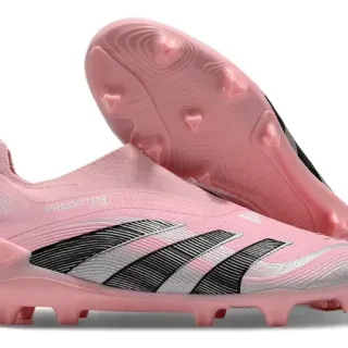 Adidas Predator Pink Black Low-Cut Sock-Fit Upper Firm-Ground Soccer Shoes