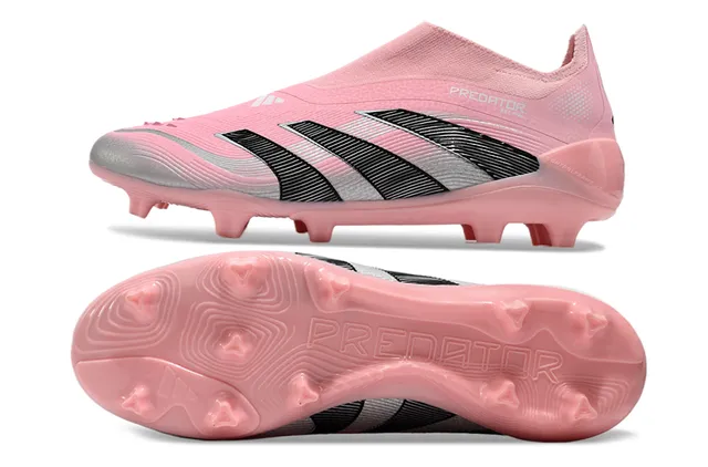 Adidas Predator Pink Black Low-Cut Sock-Fit Upper Firm-Ground Soccer Shoes 4
