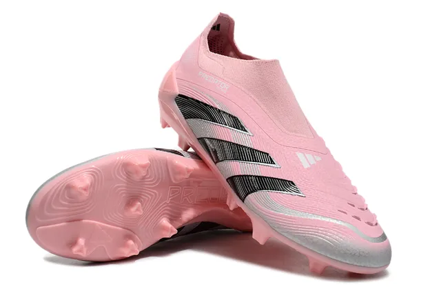 Adidas Predator Pink Black Low-Cut Sock-Fit Upper Firm-Ground Soccer Shoes 6