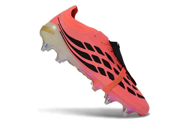 Adidas Predator Pink Silver Laceless Strap Closure Metallic Three-Stripe Branding Firm-Ground Soccer Shoes 2