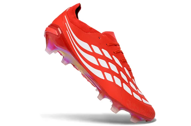 Adidas Predator Red Silver Low-Cut Lace-Up Boot Iridescent Transparent Sole Firm-Ground Soccer Shoes 2