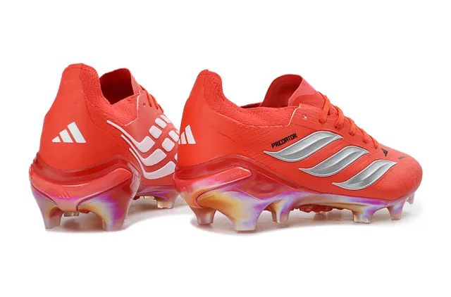 Adidas Predator Red Silver Low-Cut Lace-Up Boot Iridescent Transparent Sole Firm-Ground Soccer Shoes 5