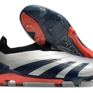 Adidas Predator Silver Navy Red Firm-Ground Soccer Shoes