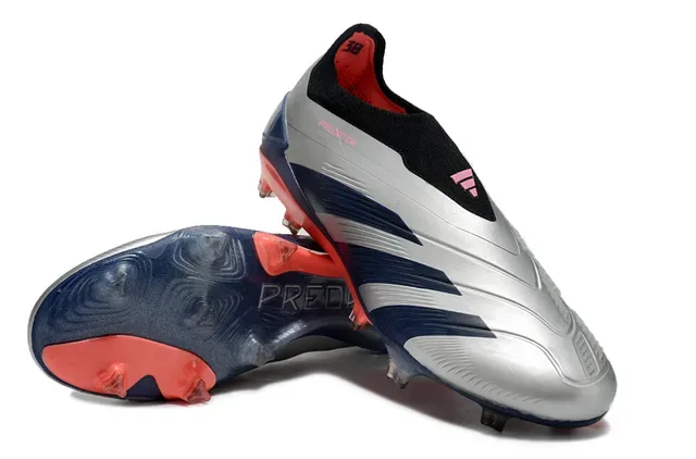 Adidas Predator Silver Navy Red Chaussures de football à crampons pour sol ferme 4