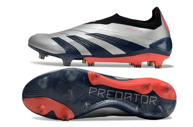 Adidas Predator Silver Navy Red Chaussures de football à crampons pour sol ferme 6