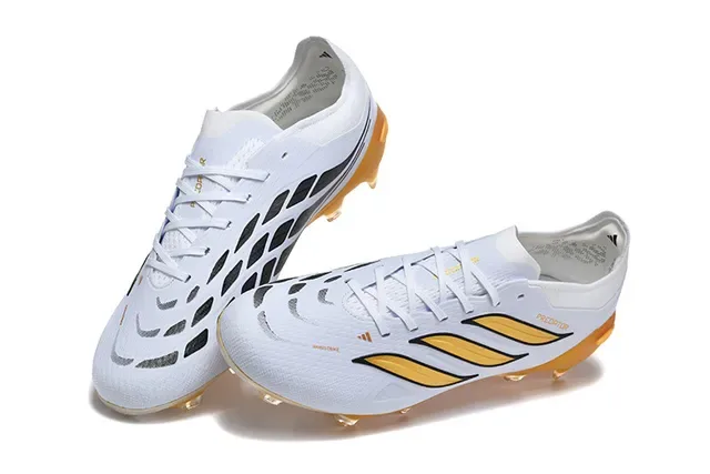 Adidas Predator Chaussures de football blanches et dorées pour terrain ferme 2