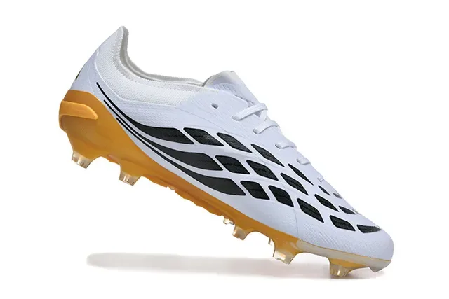 Adidas Predator Chaussures de football blanches et dorées pour terrain ferme 3