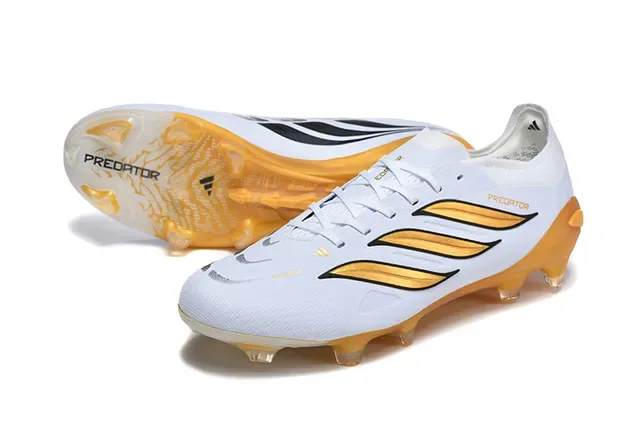 Adidas Predator Chaussures de football blanches et dorées pour terrain ferme 6
