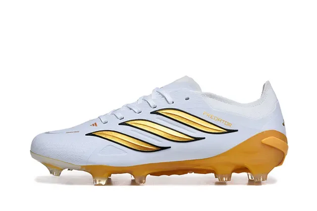Adidas Predator Chaussures de football blanches et dorées pour terrain ferme 10