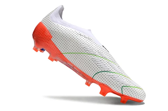 Adidas Predator Blanco Azul Perforado Upper Overlays Rayados Firm-Ground Zapatos de Fútbol 2