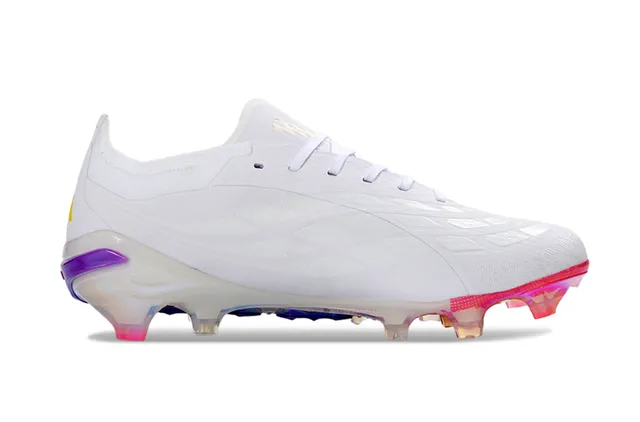 Adidas Predator White Multicolor Low-Cut Synthetic Upper Iridescent Gradient Stripes Firm-Ground Soccer Shoes 7