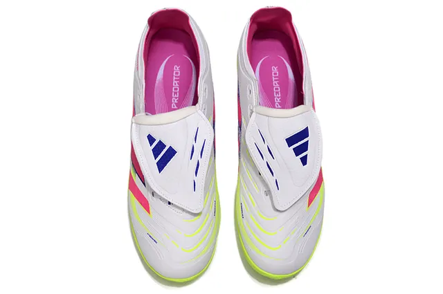 Adidas Predator Blanc Rose Bottine Système de Couverture de Lacets Gazon Chaussures de Football 2
