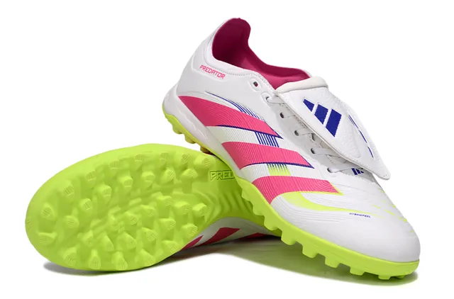 Adidas Predator Blanc Rose Bottine Système de Couverture de Lacets Gazon Chaussures de Football 3