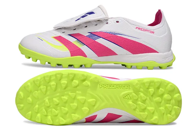 Adidas Predator Blanc Rose Bottine Système de Couverture de Lacets Gazon Chaussures de Football 6