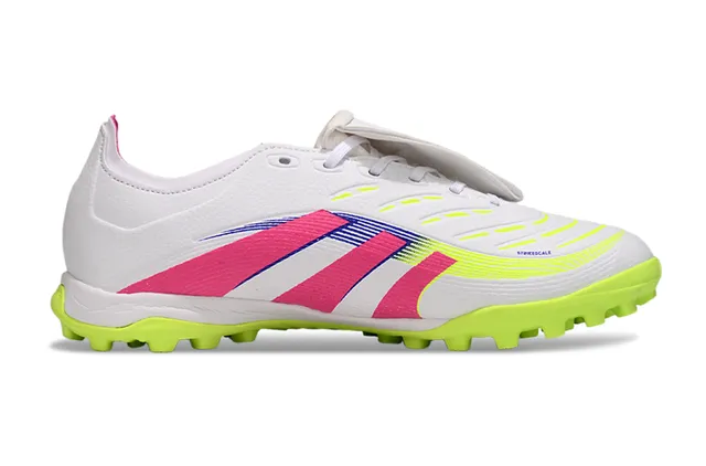 Adidas Predator Blanc Rose Bottine Système de Couverture de Lacets Gazon Chaussures de Football 7