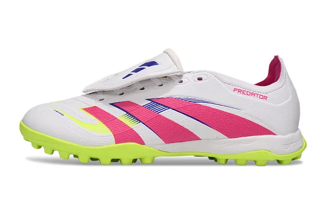 Adidas Predator Blanc Rose Bottine Système de Couverture de Lacets Gazon Chaussures de Football 8