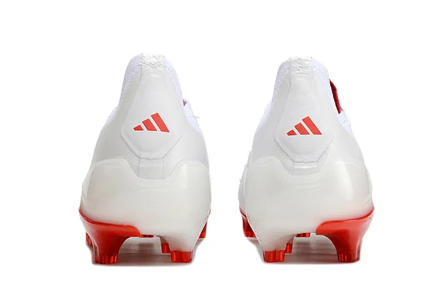 Adidas Predator White Red Asymmetrical Lacing Textured Forefoot Firm-Ground Soccer Shoes 4