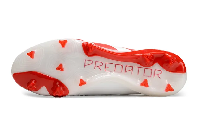 Adidas Predator White Red Asymmetrical Lacing Textured Forefoot Firm-Ground Soccer Shoes 6