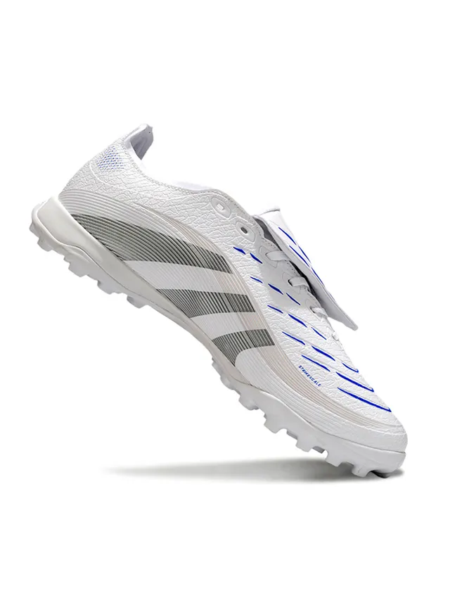Adidas Predator Blanc Argent Fermeture à brides sans lacets tige synthétique texturée pelouse artificielle chaussures de football 2