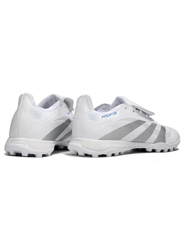 Adidas Predator Blanc Argent Fermeture à brides sans lacets tige synthétique texturée pelouse artificielle chaussures de football 5