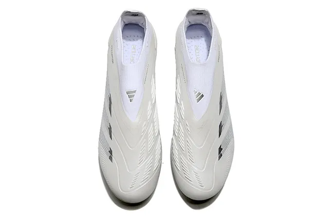 Adidas Predator White Silver Low-Cut Sock-Fit Collar Iridescent Holographic Outsole Firm-Ground Soccer Shoes 2