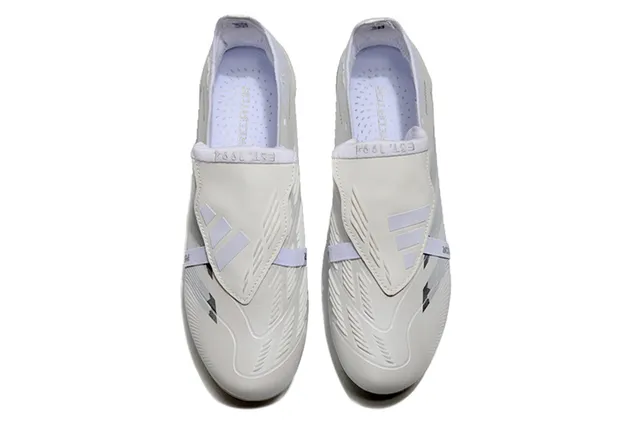 Adidas Predator White Transparent Laceless Strap Closure Iridescent Holographic Soleplate Firm-Ground Soccer Shoes 2