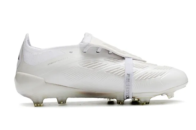 Adidas Predator White Transparent Laceless Strap Closure Iridescent Holographic Soleplate Firm-Ground Soccer Shoes 7