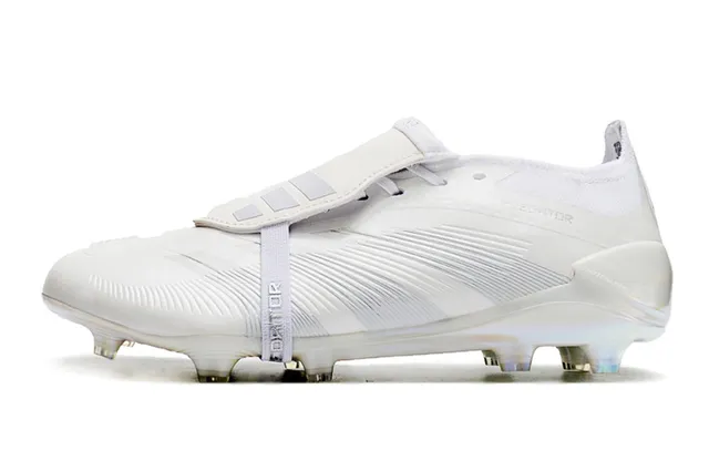 Adidas Predator White Transparent Laceless Strap Closure Iridescent Holographic Soleplate Firm-Ground Soccer Shoes 8