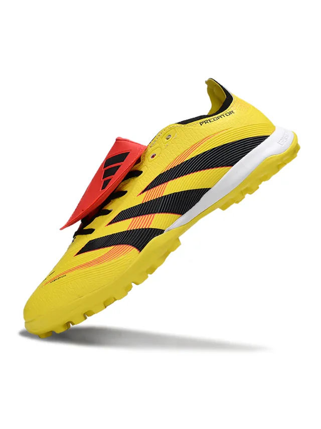 Adidas Predator Jaune Noir Low-Cut Tige Synthétique Clous Coniques Chaussures de Football Turf 4