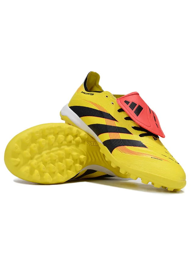 Adidas Predator Jaune Noir Low-Cut Tige Synthétique Clous Coniques Chaussures de Football Turf 5