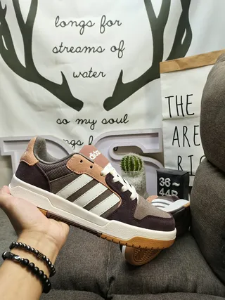 Adidas Purple Beige Low-Top Three-Stripe Side Panel Lifestyle Sneakers 5